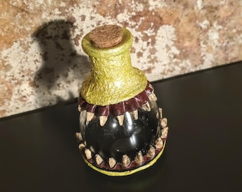 Mini botella de los deseos Monster con corcho en forma de Y - Amarillo metálico