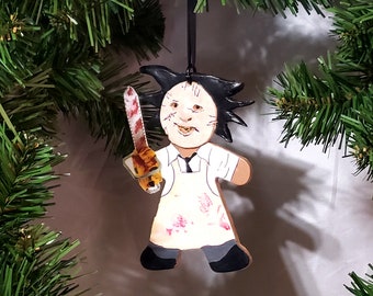 Leatherface Gingerdead, Texas Chainsaw Massacre polymer clay gingerbread ornaments