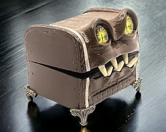 Monster Box #481, Chocolate Brown Mimic Chest, Creature Box, Dice Storage Box