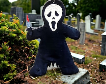Adornos de jengibre de arcilla polimérica de Ghostface Gingerdead y Scream