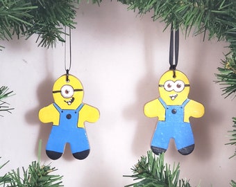 Minion Ornaments ~ Set of Two Despicable Me gingerbread ornaments