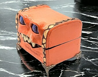 Monster Box #474, Orange Mimic Chest, Creature Box, Dice Storage Box
