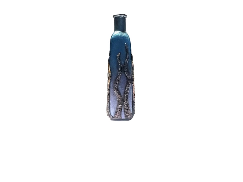 Tentacle glass bottle, sculpted polymer clay bottle art image 3