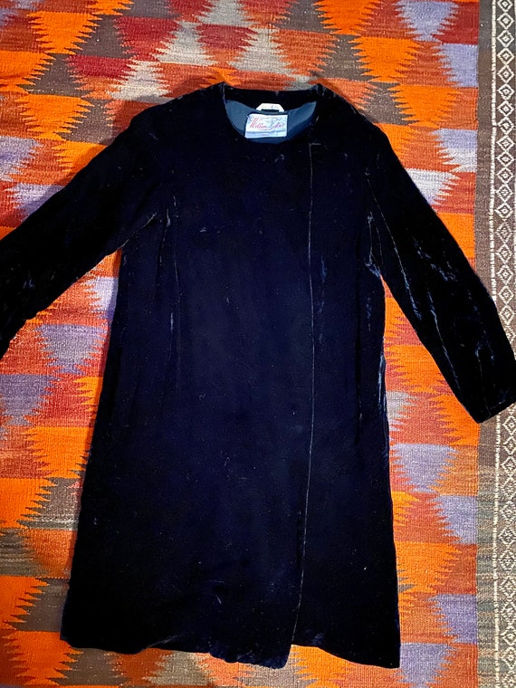 60's Black Velvet Swing Coat from Japan - image 7