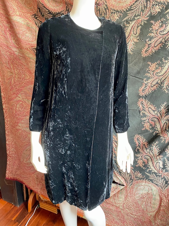60's Black Velvet Swing Coat from Japan - image 1