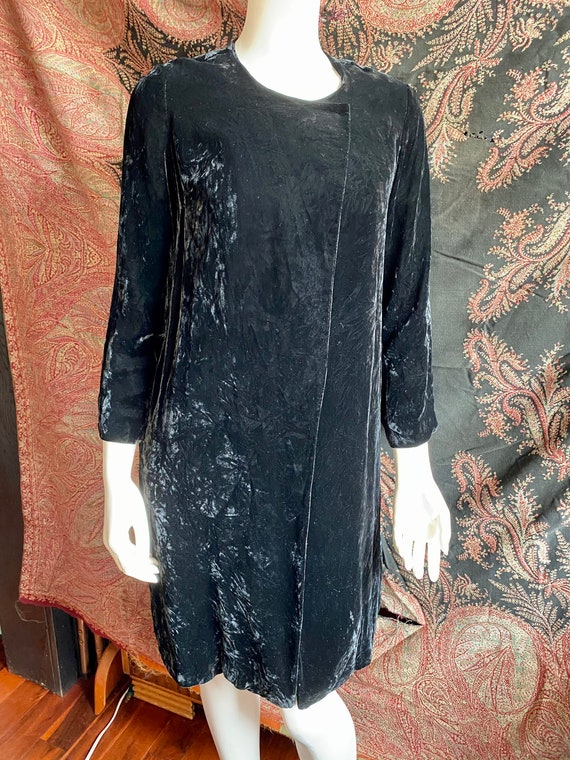 60's Black Velvet Swing Coat from Japan