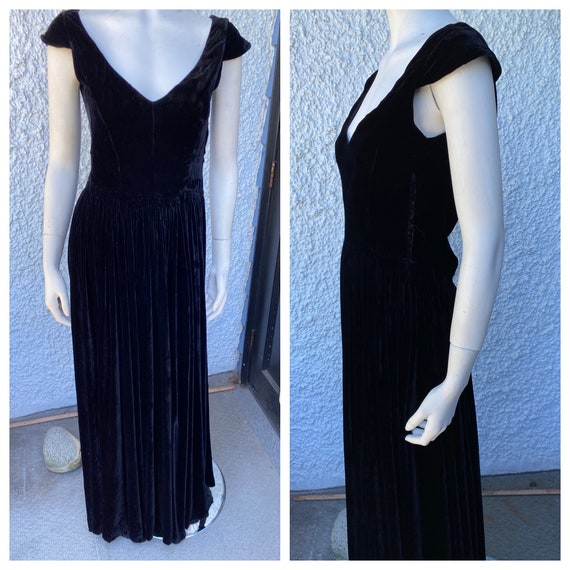 Black Silk Vintage Velvet Gown 30/40's