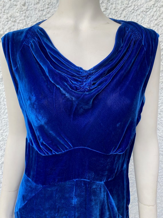 She Wore Blue Velvet Vintage 1930's Dress with cut