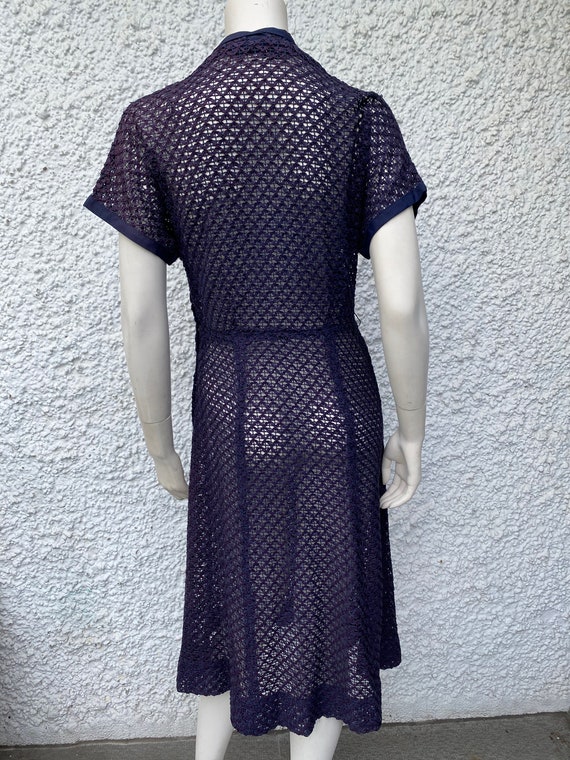 1940's Vintage Sheer Ribbon Knit Dress - image 5