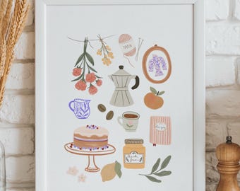 Coffee Time Kitchen Print, Cozy Still Life Art (Digital Download)