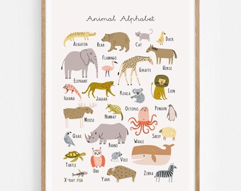 Animal Alphabet Print: Educational Kids Room Decor (Digital Download)