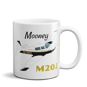 Mooney M20J / 201 Airplane Ceramic Mug – Personalized w/ N Number – Flyboy Toys – Pilot Gift – Aviation Coffee Mug – Airplane Lover’s Mug