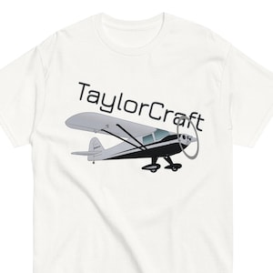 Flyboy Toys Taylorcraft BC-12D (Silver/Black) Airplane T-Shirt - Personalized w/ Your N# |  Pilot Gift | Memorabilia | Free Color Change