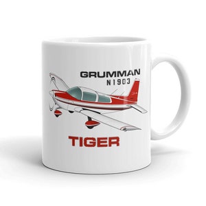 Grumman American Tiger Custom Airplane Mug – Personalized w/ N Number – Flyboy Toys – Pilot Gift – Aviation Coffee Mug –Airplane Lover’s Mug