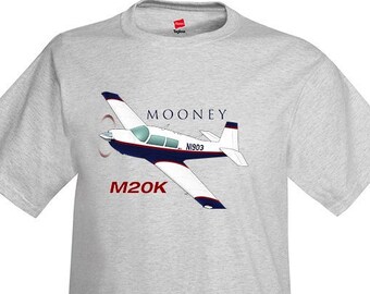 Flyboy Toys Mooney Mooney M20K (Blue/Red) Airplane T-Shirt - Personalized with Your N#