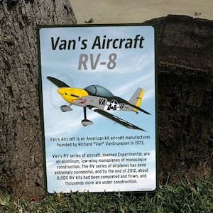 Van&#39;s Aircraft RV-8 Custom HD 12&quot; x 18&quot; Metal Airplane Sign – Personalized w/ N Number – Flyboy Toys – Best Pilot Gift – Aviation Wall Decor
