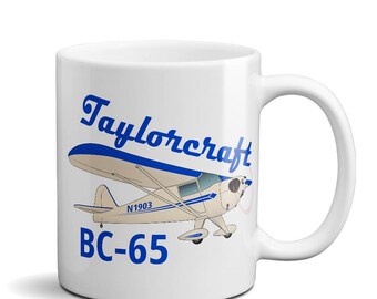 Taylorcraft BC-65 Airplane Mug: Personalized Aviation Coffee Mug