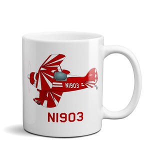 Flyboy Toys  Airplane Ceramic Mug (AIRG9KJG5-R2) – Personalized w/ N Number – Pilot Gift – Aviation Coffee Mug – Aerobatic Biplane Mug