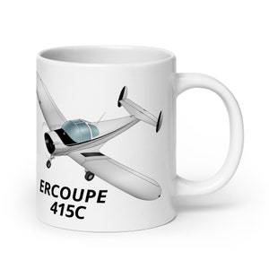 Erco Ercoupe 415C Ceramic Mug – Custom Airplane Mug Personalized w/ N# – Flyboy Toys – Pilot Gift – Aviation Coffee Cup – Airplane Lover Mug
