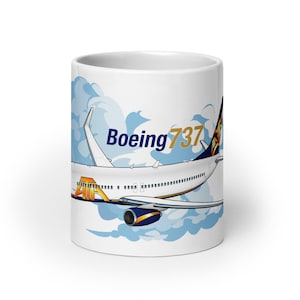 Boeing 737 Airplane Ceramic Mug – Personalized w/ N Number – Flyboy Toys – Pilot Gift – Aviation Coffee Mug – Airplane Lover’s Mug