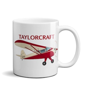 Taylorcraft F-21B Airplane Ceramic Mug – Custom Mug Personalized w/ N Number – Flyboy Toys – Best Pilot Gift – Aviation Coffee Mug
