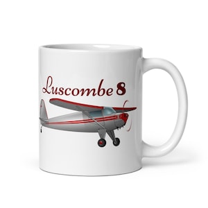 Luscombe 8 Custom Glossy Mug – Personalized w/ N Number – Flyboy Toys – Pilot Gift – Aviation Coffee Mug – Custom Airplane Mug