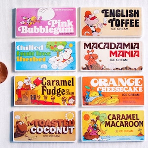 1:12 Scale Dollhouse Miniature Ice Cream Parlor Wall Signs - Baskin Robbins Bubblegum Coconut Fudge Macadamia Kitchen Diner Restaurant Store