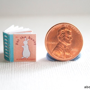 Pat the Bunny Book - Miniature Children&#39;s Baby Book, Dollhouse Toy Library, 1:12 Scale Handmade Miniature