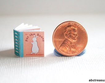 Pat the Bunny Book - Miniature Children's Baby Book, Dollhouse Toy Library, 1:12 Scale Handmade Miniature