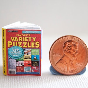 Miniature Puzzle Book, 1:12 Dollhouse Handmade Crossword Search Find, Word Search, Toy Games