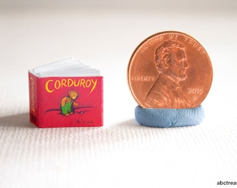 Miniature Book, Corduroy, Teddy Bear, Children's Toddler Baby, Nursery, 1:12 Scale Dollhouse Handmade