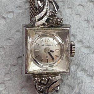 Working Vintage HELBROS Silver 21 jewels Manual Wind Ladies Watch 17mm‎ Fit 6.5\