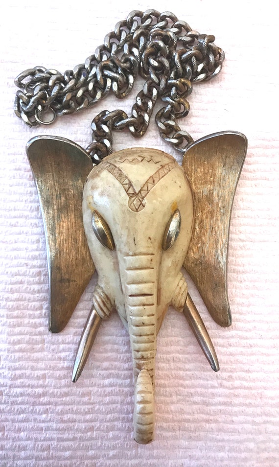 Unsigned Luca Razza elephant head pendant