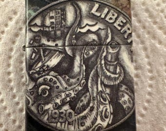 Kraken Piraten Münze Zippo Feuerzeug 540 color