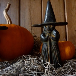3 Primitive Blackened Beeswax Witches.
