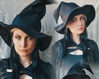witch hat/wizard hat/strega/halloween /cosplay /winter goth/witchy/strega/magic/mage/halloween/winter hat/gothic hat