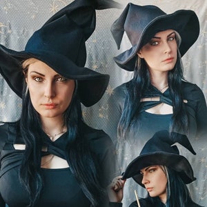 witch hat/wizard hat/strega/halloween /cosplay /winter goth/witchy/strega/magic/mage/halloween/winter hat/gothic hat