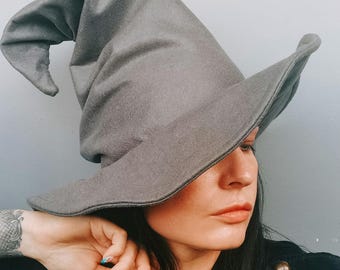 witch hat/wizard hat/crooked wizard hat/mage hat/winter goth/witchy hat/strega/magic/mage/halloween/wicked witch/ren Faire clothing/fantasy