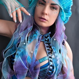 Jellyfish Hat,rave hat,rave outfit, festival hat, space rave, electric dance fest, mermaid hat,ren Faire, summer hat, sea goddess, sea witch
