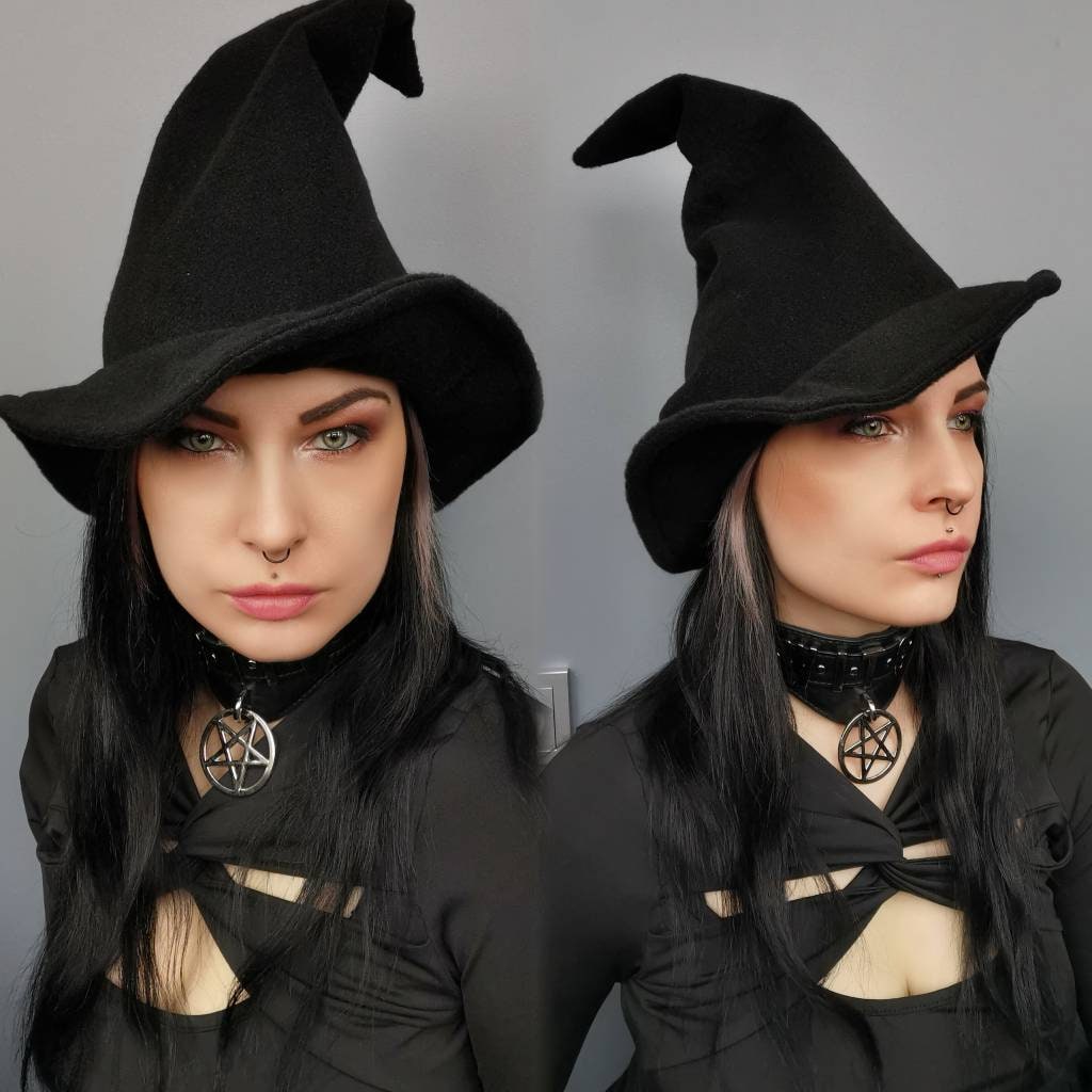 witch hat/wizard hat/strega/halloween /cosplay /winter goth/witchy/strega/magic/mage/halloween/winter hat/gothic hat/medieval hat/