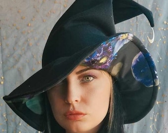 witch hat/wizard hat/strega/halloween /cosplay /winter goth/witchy/strega/magic/mage/halloween/winter hat/gothic hat