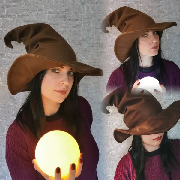 witch hat/wizard hat/crooked wizard hat/mage hat/winter goth/witchy hat/strega/magic/mage/halloween/wicked witch/ren Faire clothing/fantasy