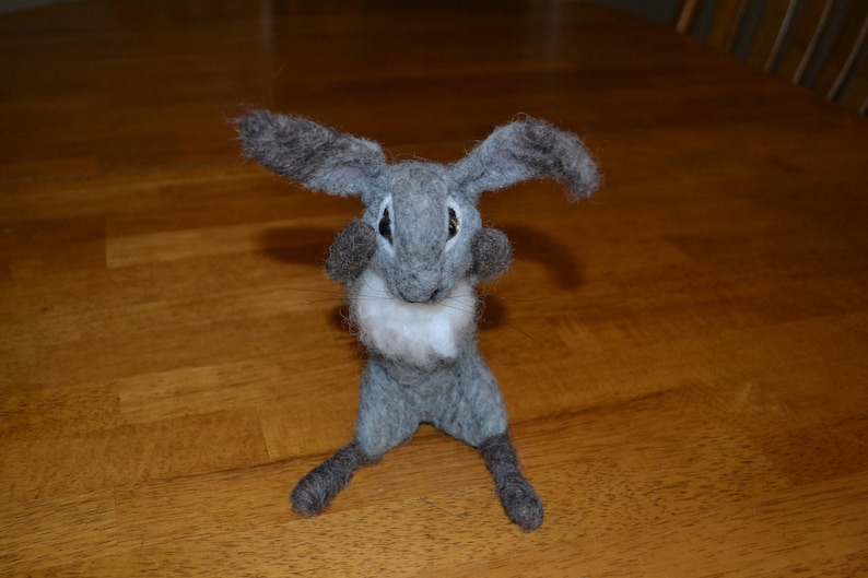 Needle Felted Gray Bunny Gray Felt Rabbit