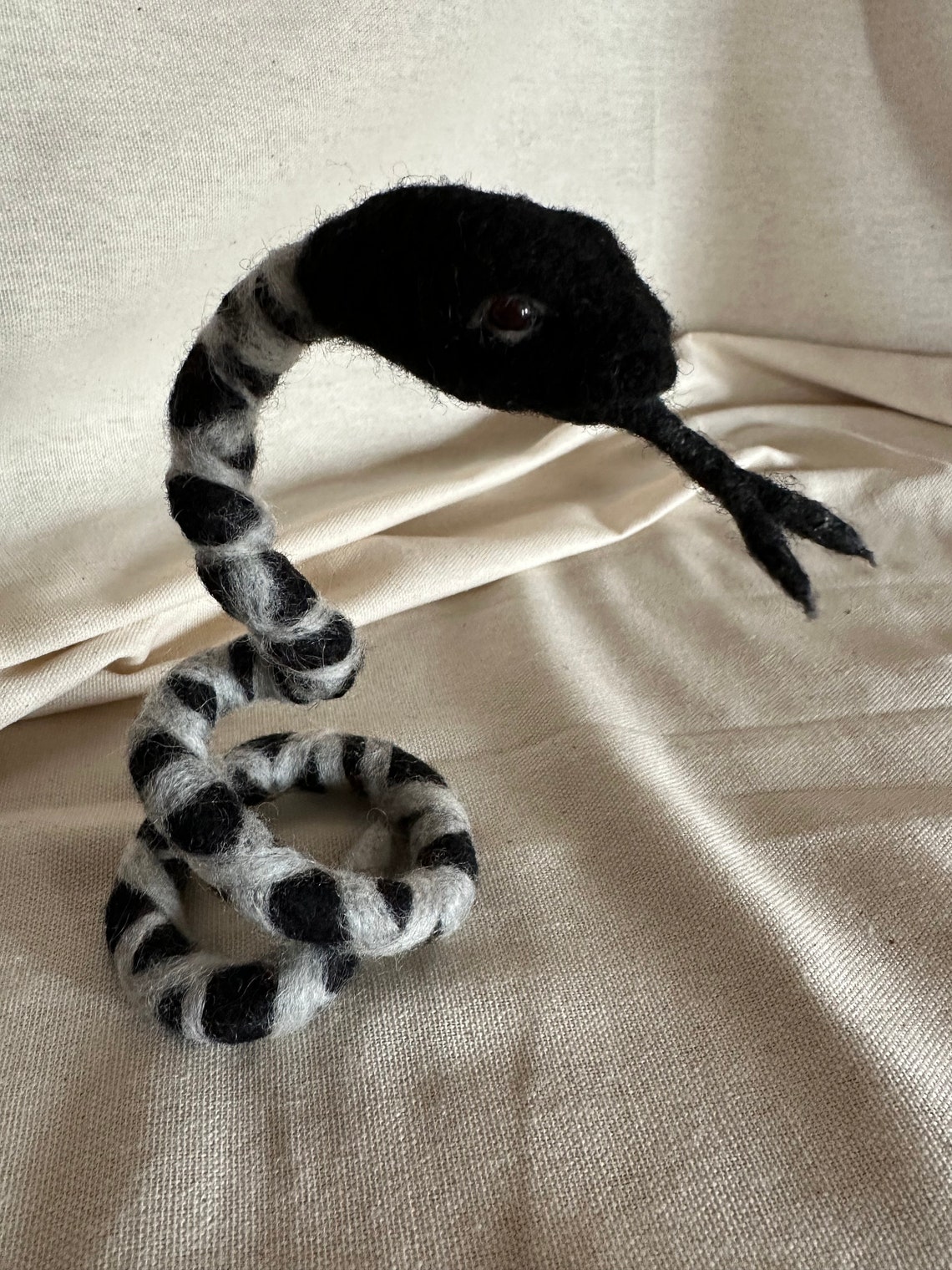 Needle Felted Snake, Halloween Decor, Red Eyed Snake, Posable Snake ...