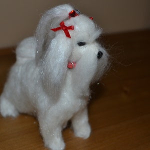 Needle Felted Maltese, Needle Felted Dog