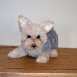 Felted Yorkshire Terrier, Tea Cup Yorkie Sculpture, Fiber Art Terrier Sculpture, Felted Wool Yorkie, Gift For Yorkie Lovers, Felted Yorkie