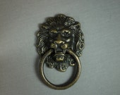 LION FACE BRASS Ring Dresser Drawer for Cabinet Door, Wooden Box, Pull Handle Set Lot in Vintage style