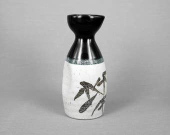 Vintage Japanese ceramics bamboo sake bottle