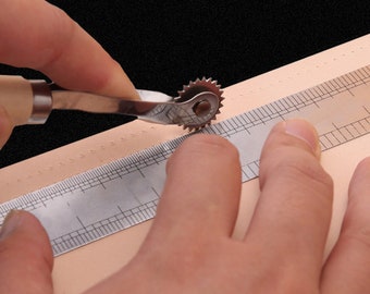 Rueda perforadora de sujeción de línea de separación de 3,5 mm con asa, herramientas de cuero - DIY Leather Working Making Tools Set Carving Leather - Lt