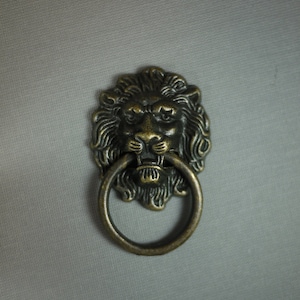 LION FACE BRASS リングドレッサー引き出しキャビネットドア用、木製ボックス、プルハンドルセット ヴィンテージスタイル